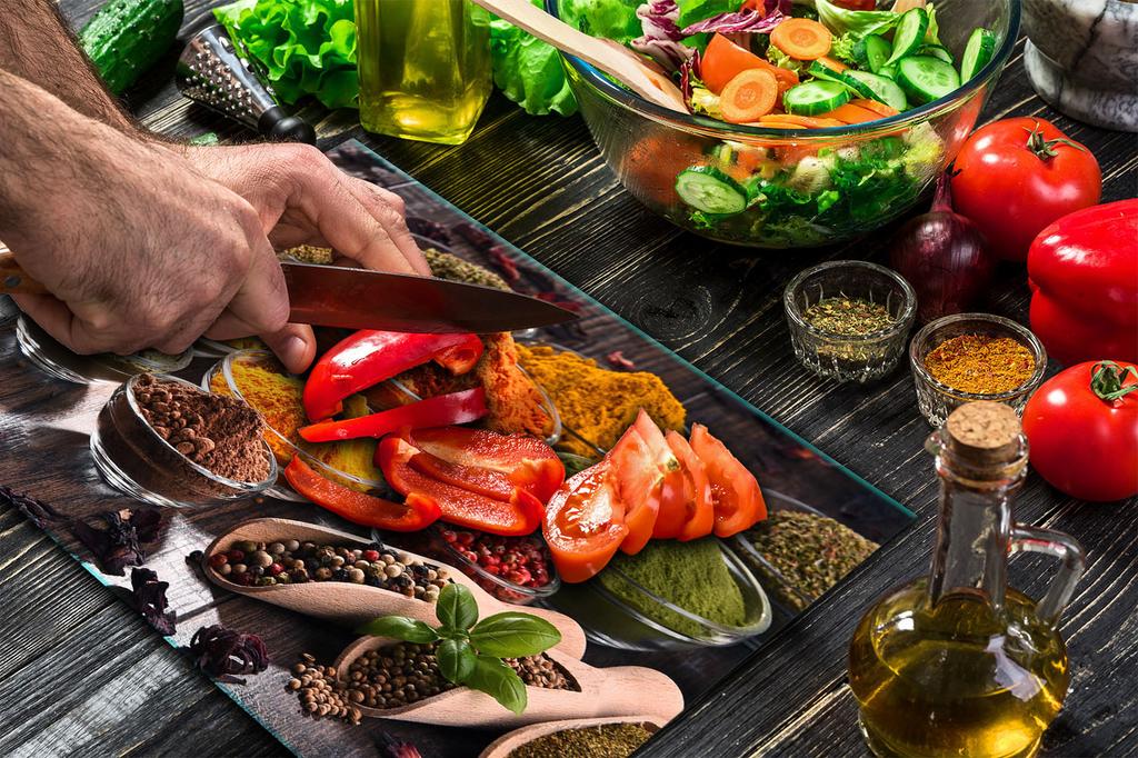 GLASS PLATE CUTTING BOARD 52x40 SPICES