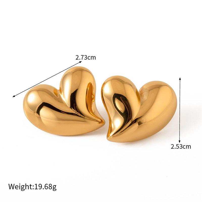 Stainless Steel Chic Love Heart Hoop Earrings for Women Fashion Charm Gold Color Gloss Metal Trendy Jewelry for Women Bijoux