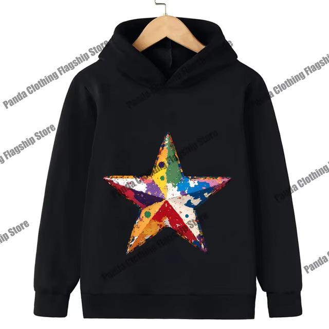 Pink Star Print Children's Hoodie for Boys and Girls - Long-Sleeved and Warm