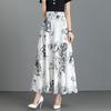 New Summer Retro Ethnic Style Ink-print Chiffon Skirt Women's Long Skirt High Waist A-line Skirt