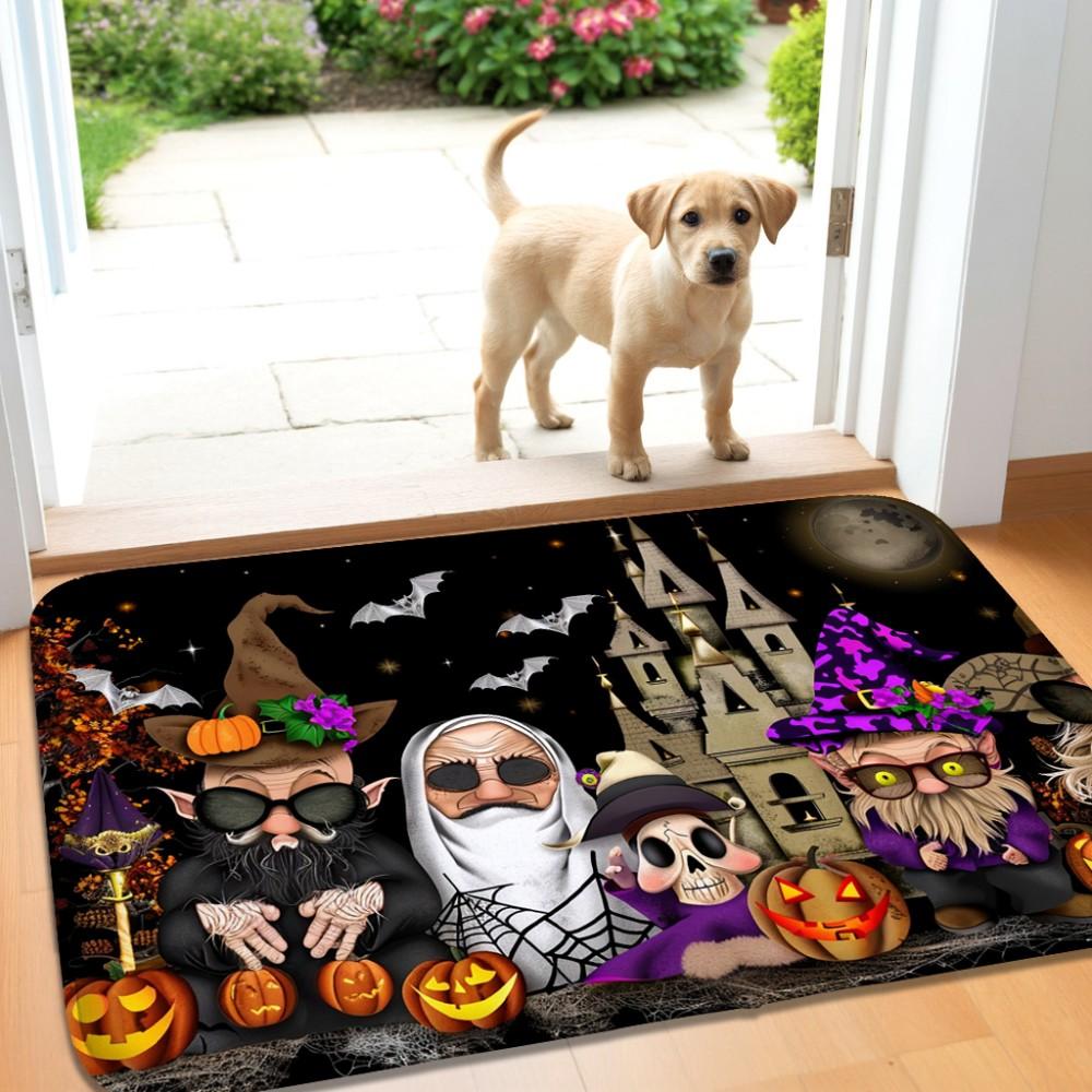 

Halloween Cartoon Entrance Carpet Pumpkin Wizard Cat Pattern Non Slip Floor Mat Holiday Atmosphere Home Decoration 30X60CM(1X2FT