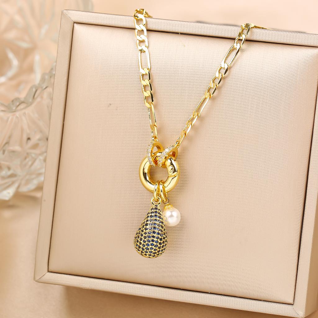 6 Colors Shiny Zirconia Comma Water Drop Pendant Clavicle Chain Choker Classic for Woman Girl Daily Party Jewelry Holiday Gift
