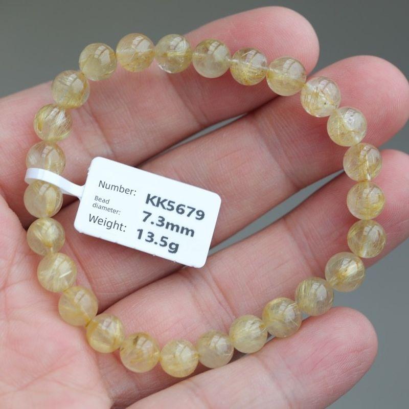 

One Thing One Picture Brazil Natural Ornament Gold Rutilated Quartz Bracelet KK5679