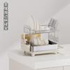 Stainless Steel Double-Layer Kitchen Dish Rack With Drainage Cutlery Cups Plates Bowls Modern Countertop Organizer