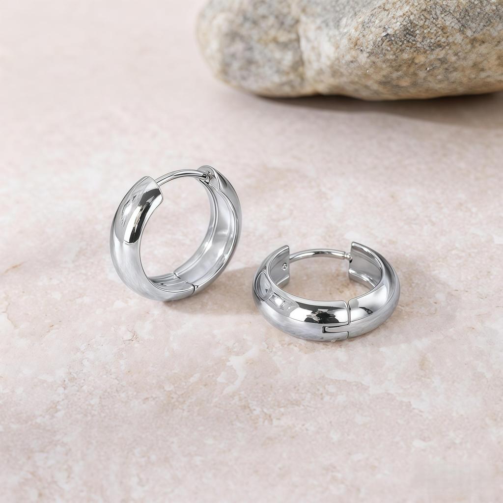 Elegant Titanium Steel Hoop Earrings for Women - Lightweight, Luxurious, Round & Colorfast Accessories
