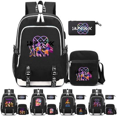 3 Stück/Set Anime Kpop Bedruckter Rucksack mit Umhängetasche Federmäppchen für Teenager Mädchen Jungen Schultasche Große Kapazität Wasserdichte Reisetasche Kindergeschenk Mochila