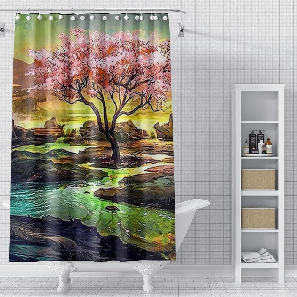 Home Shower Curtains for Bathroom Oil Painting Style Waterproof Fabric Bathroom Curtains Modern Shower Curtain 180x200 240x200