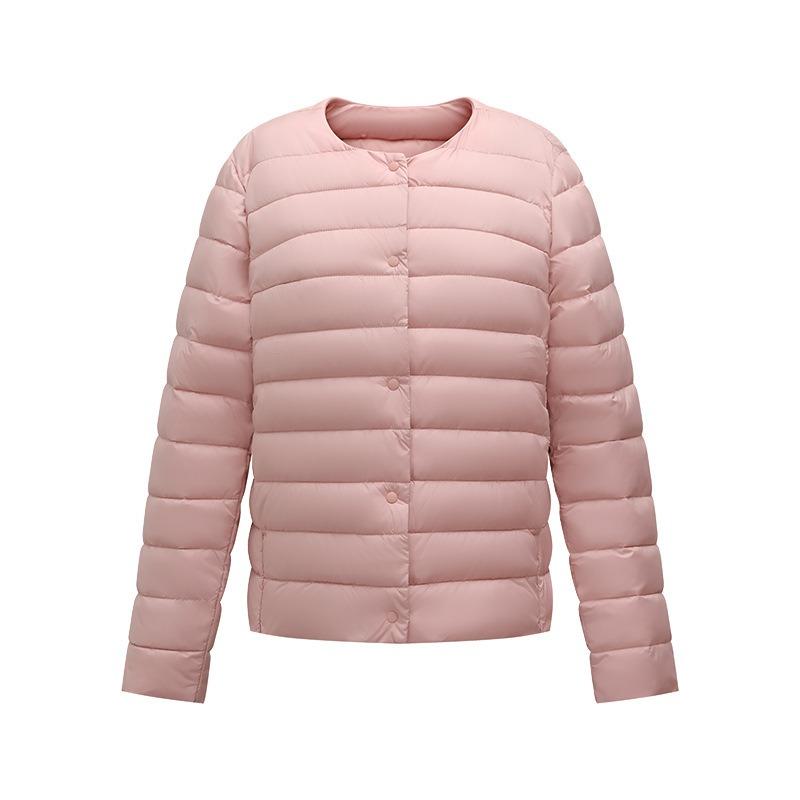 Down cotton liner women's winter short wear light and slim collarless jacket with fashionable warm small cotton-padded jacket