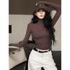 Black with High Collar Autumn and Winter Sexy Slim Fit Long-Sleeved T-shirt
