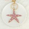 Keychain Pendant Rhinestones Inlaid Starfish Design Key Chain with Lobster Clasp Bag Charm Backpack Accessory