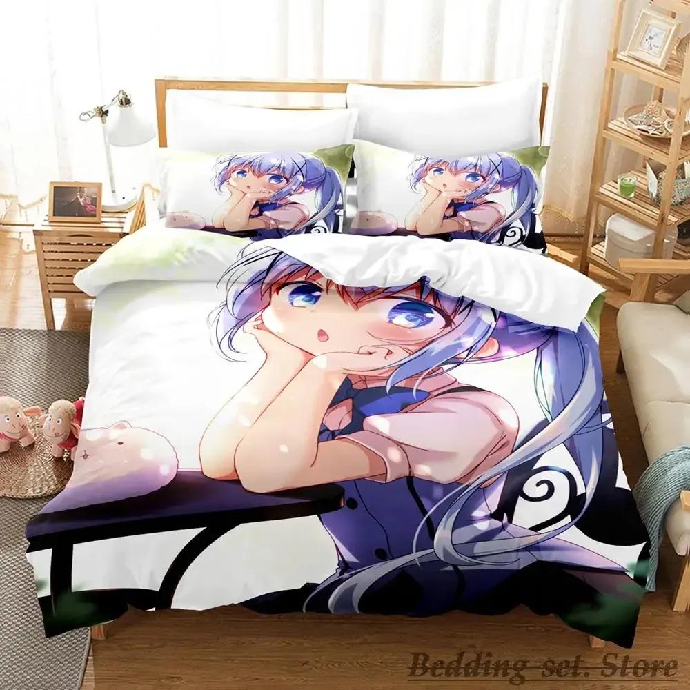 

2023 Gochuumon wa Usagi Desu ka Bedding Set Single Twin Full Queen King Size Bed Set Adult Kid Bedroom Duvetcover Sets Anime 135x200cm