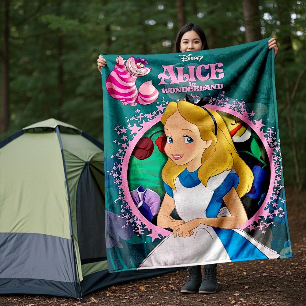 1pc, Disney Alice in Wonderland Blanket, Living Room, Outdoor Blankets, Travel, Camping