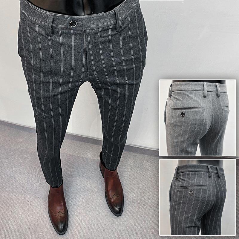 

British Men s Formal Business Trousers British Men Formal Wear Business Trousers Dark Grey 34