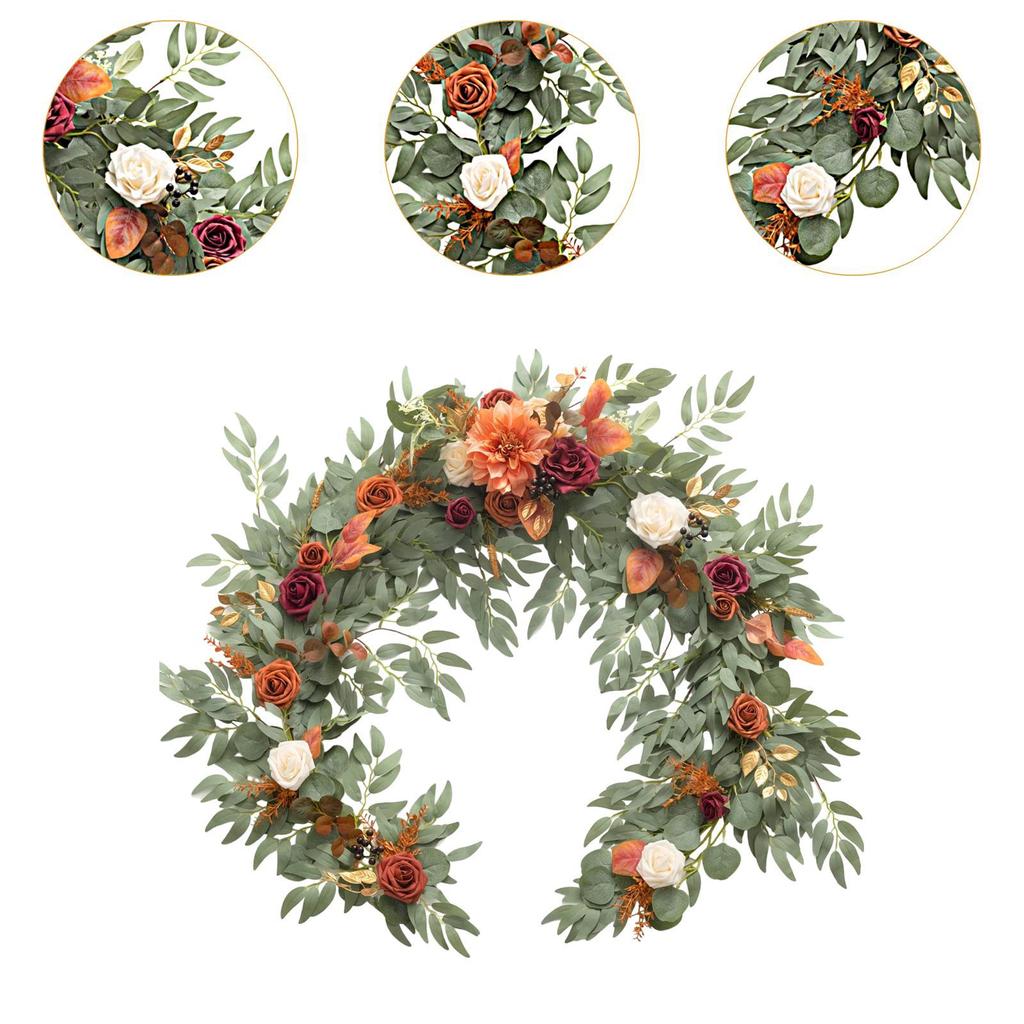 Artificial Flower Garland Table Runner 1.8 M Long Fake Rose Flower Vine for Wedding Bridal Shower Backdrop Indoor Outdoor Arch