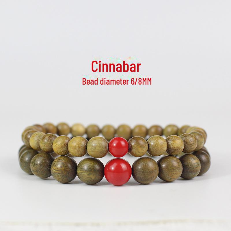 Simple Green Sandalwood Bracelet: Unisex, Single Circle Retro Ethnic Style with Natural Fragrance In Small Size for Students and Couples