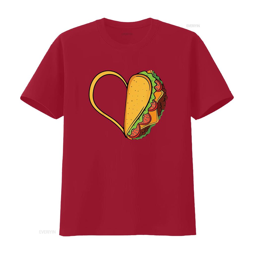 Womens Tacos Heart Mexican Dish Street Food Chili Taquitos Flautas T Shirt Vintage Washed Designer Clothes Graphic Unisex