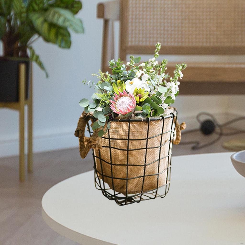 Crafted Iron Basket for Plant Arrangement In Living Room or Balcony