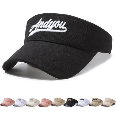 Summer Embroidered Empty Top Hat Men Women Sunhat Outdoor Running Sports Sunscreen Hat
