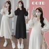 Korean Style Long Knitted Maternity Sweater Dress for Autumn/Winter