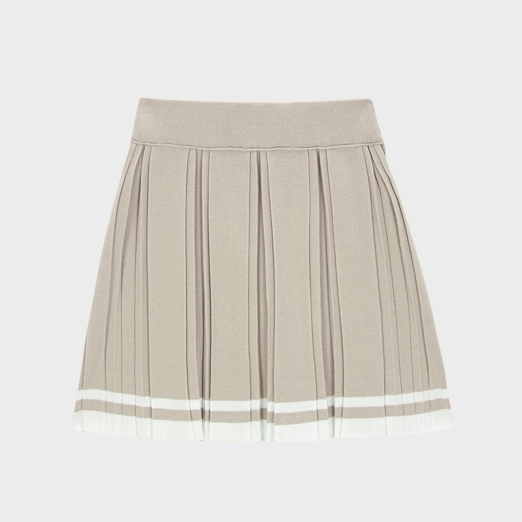 Rick Viscose Two-Tone Pleated Knit Skirt (Beige)_L3A1-Ns02K