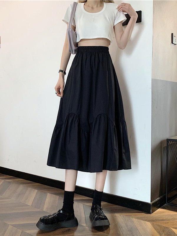 White Pure Desire High-Waist A-line Midi Skirt for Women - Summer 2025