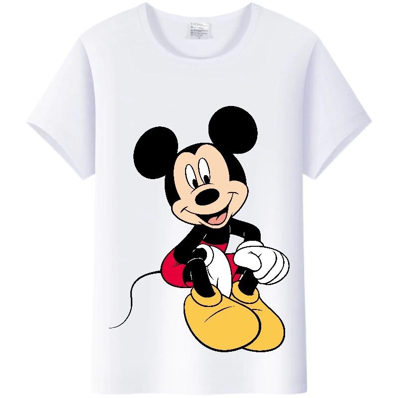 T-shirt Femme Dessin Animé Disney Mignon Mickey Mouse Minnie Hauts Amis Y2k Streetwear Chemisiers Vêtements Grande Taille Été T-shirts Homme XL black
