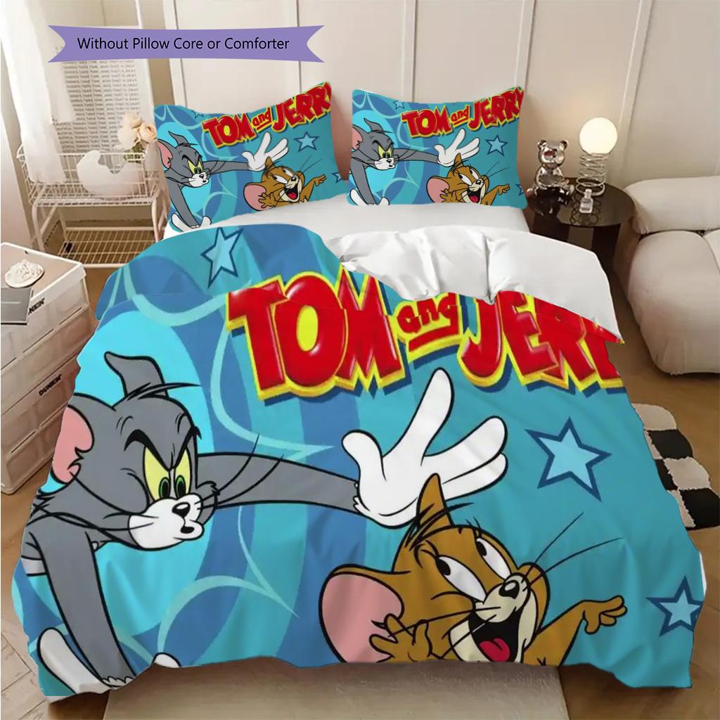 Classic Cartoon Duo Bedding (1 * duvet cover + 2 * pillowcase, without core) 2D Flat Duvet cover and pillowcase Bedding set Christmas birthday gift