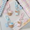 Cute Pajama Bear Keychain Kawaii Resin Teddy Key Chain With Star Charm For Girls Bag Purse Decoration