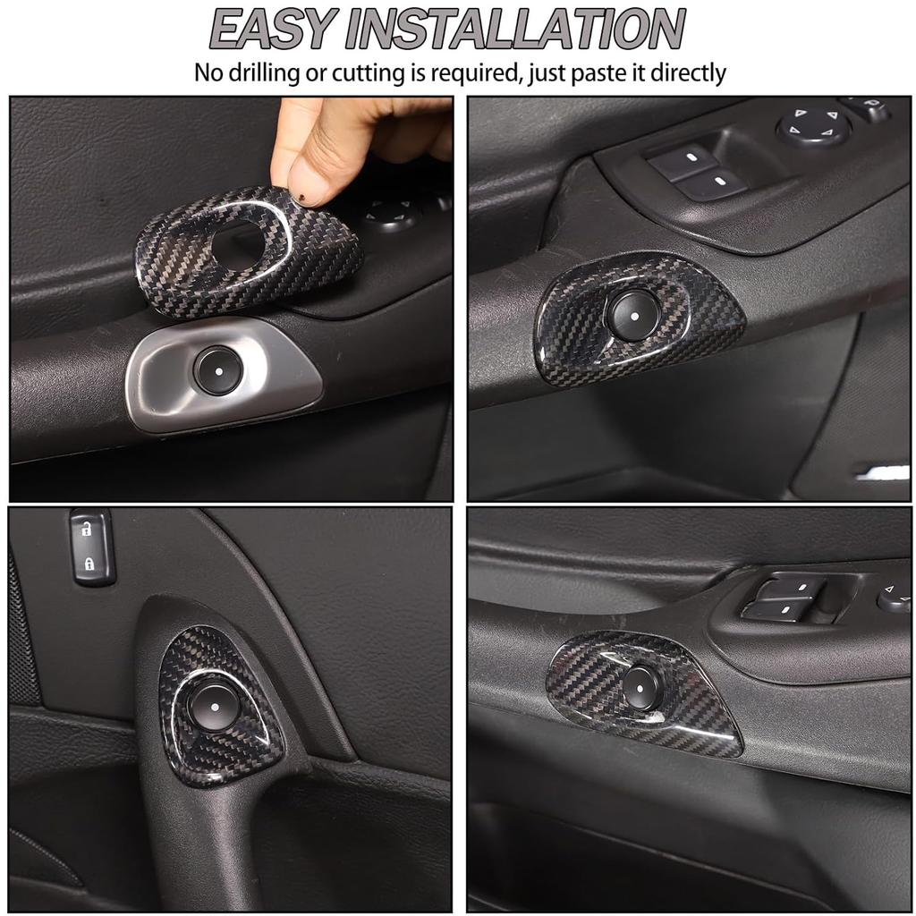 Lcojicep Car Switch Button Trim Compatible with Corvette C6 Z06 ZR1 2005-2013 Door Switch Button Lock Trim Door Switch Button Trim Frame Panel Real