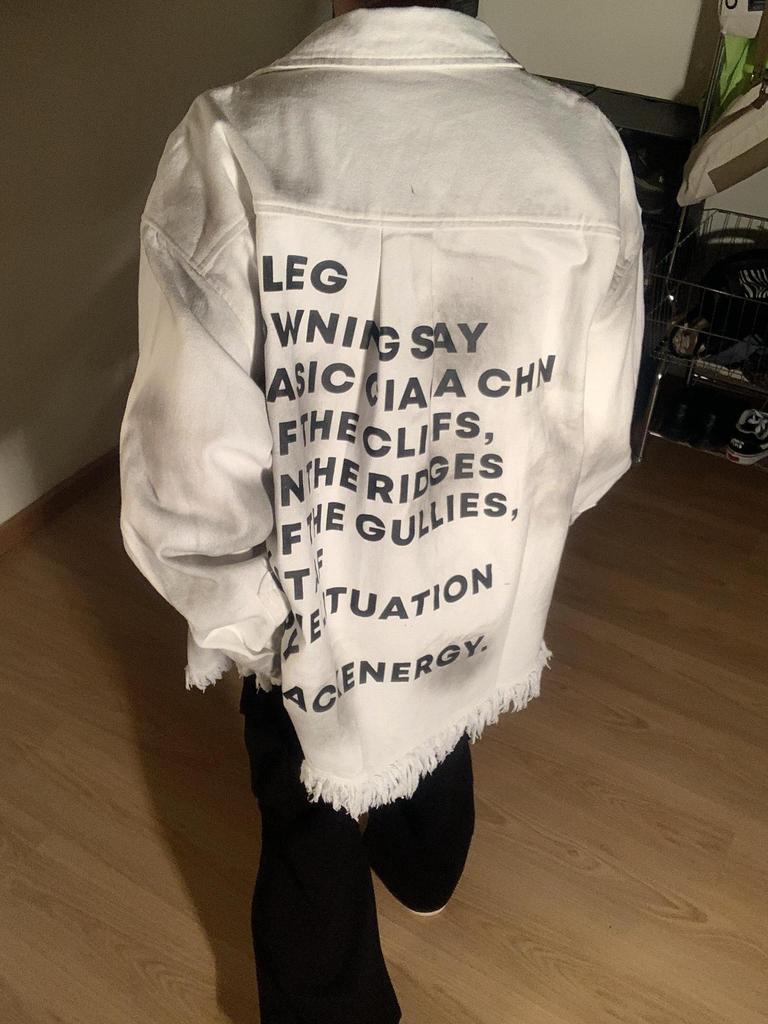 White Denim Jacket Men's Spring and Autumn American Retro Trendy Brand Design Sense Destruction Rough Lapel Tooling Jacket
