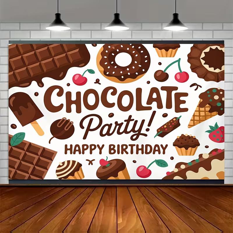 2D Sweet Chocolate Party Backdrop - Birthday Dessert Table Photo Booth Background