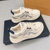 Spring thin round head lace-up breathable mesh sneakers ins trendy thick-soled casual running shoes