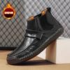 Fashion Winter Warm Plush Boots Men 2024 Plush Handmade Suture Leather Comfort Hiking Shoe Outdoor Non-slip Ankle Boots Big Size 48 Male