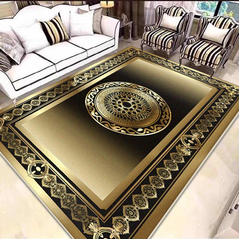 

Ковры для гостиной черного и золотого цвета, большой площади, роскошная отделка, коврики для диванной зоны дома, коврики для спальни и гардеробной, нескользящий коврик для пола, моющийся 60*90cm
