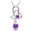 Korean Silver Double Heart Pendant Necklace