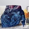 Polynesian Tribal Sea Turtle Pattern Black Flannel Throw Blanket Soft Cozy Lightweight Warm for Kids Adults Travel Camping Gifts