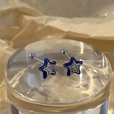 Trend Blue Star Pentagram Stud Auskari sievietēm Y2K rotaslietas