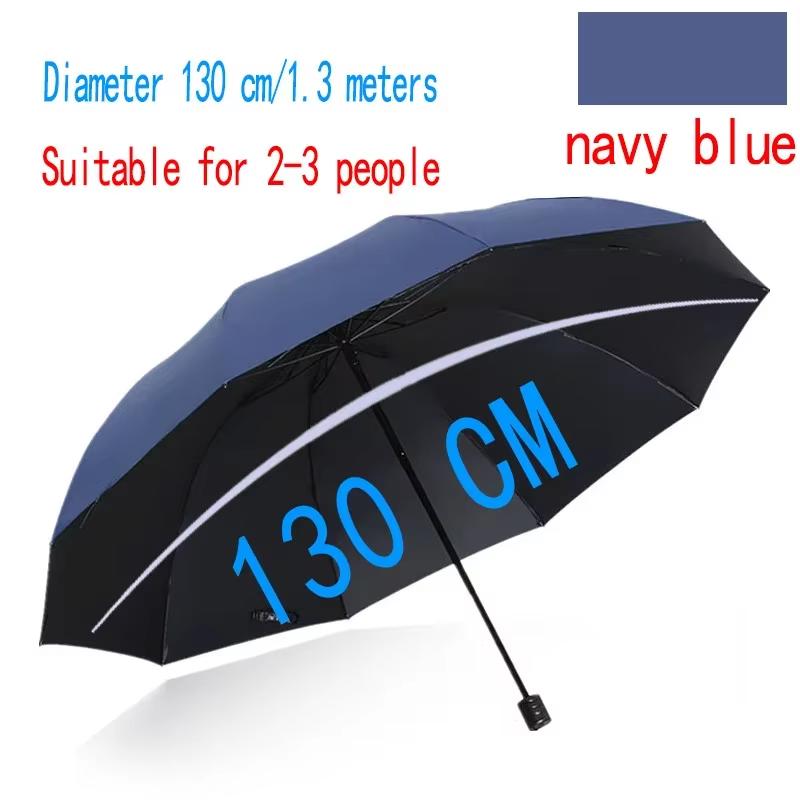 High-Quality 130cm Ten-Bone Umbrella with Reinforced Frame Strong Waterproof Windproof Manual Large Umbrella for Protection