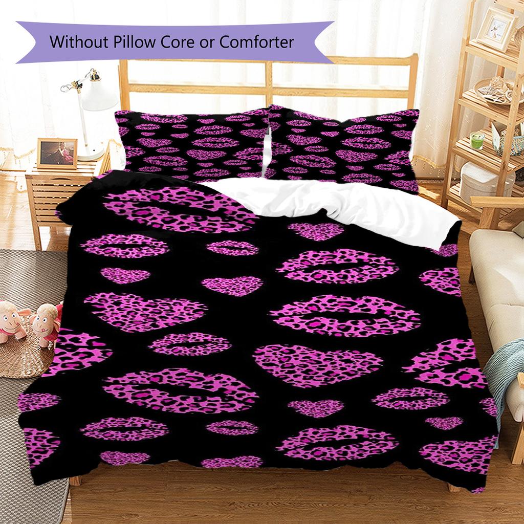 Leopard Art Pattern Bedding Set Quilt Cover Pillowcase Home Decor Gift (1 * duvet cover + 2 * pillowcase, without core)