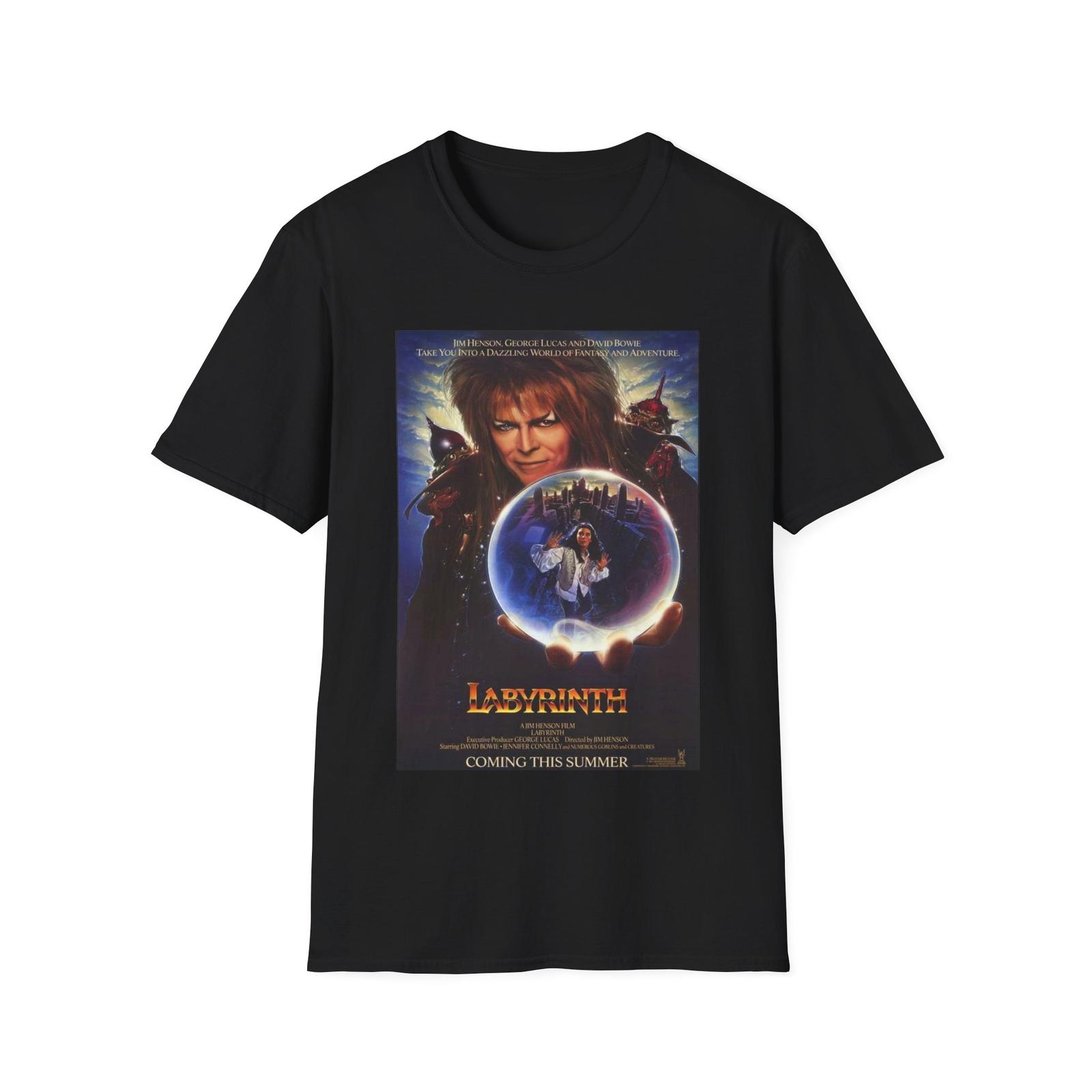 Vintage Labyrinth Movie Poster T-Shirt For Men Women David Bowie Tee S