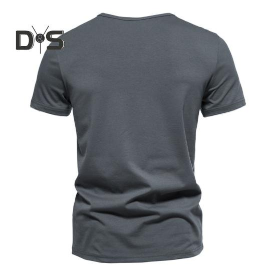 Top de vară pentru bărbați, cu decolteu în V, mâneci scurte, de culoare solidă, pulover moale, respirabil, elastic, fals, din două piese, de dimensiuni mari, tricou casual de lungime medie