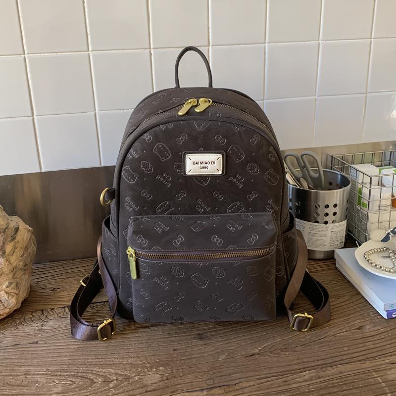 Schoolbag Korean Version Retro Printed Backpack 1011 New Fashionable Large-capacity Girl Student Commuting Class Exquisite Backpack