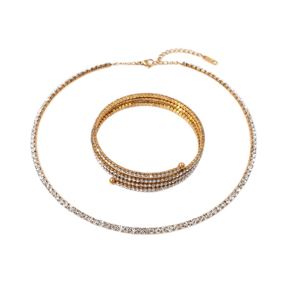 European and American style color necklace bracelet set light luxury women's jewelry