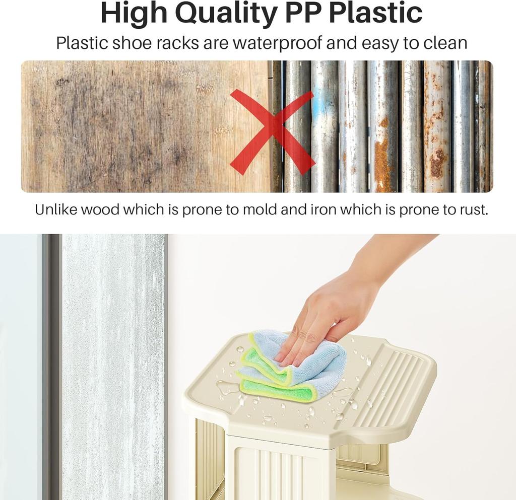 8-layer Stackable Shoe Rack, Suitable for DIY Free-standing Shoe Storage Bags In Wardrobes, Small and Narrow Spaces, Plastic
