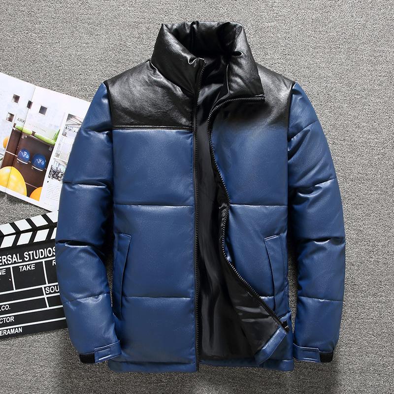 Winter Thickened Pu Leather Men's New Korean Style Loose Student Trendy Down Jacket for Boys and Girls