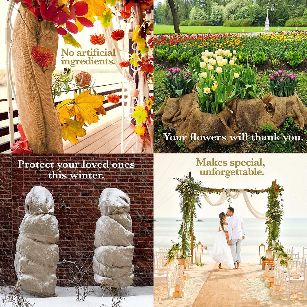 63"X19.6" Density 50*50 Natural Jute Burlap Fabric For Bags Placemats Tablecloth Background Decoration Protect Plants Xmas Decor