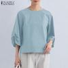 ZANZEA Femei Casual Gât Rotund Culoare Solidă Mâneci 3/4 Bluză