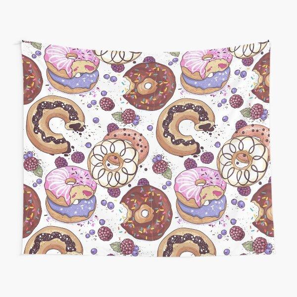 Dessert Donuts Tapestry Tasty Food Tapestry American Traditional Breakfast Food Pattern Wall Hanging for Bedroom Living Room