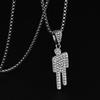 Collana Pendente in Acciaio Inossidabile con Zircone a Testa Inclinabile per Persona Piccola Uomini Donne Hip-hop Punk Collare Accessorio Gioiello Regalo