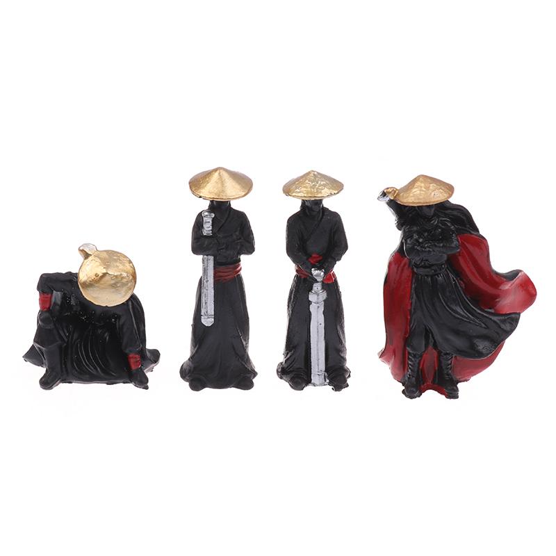 4Pcs/Set Resin Mini Figures Model Ancient Japanese Chinese Ninja Samurai Warrior Modeling Cool Miniature Car Decoration Gifts